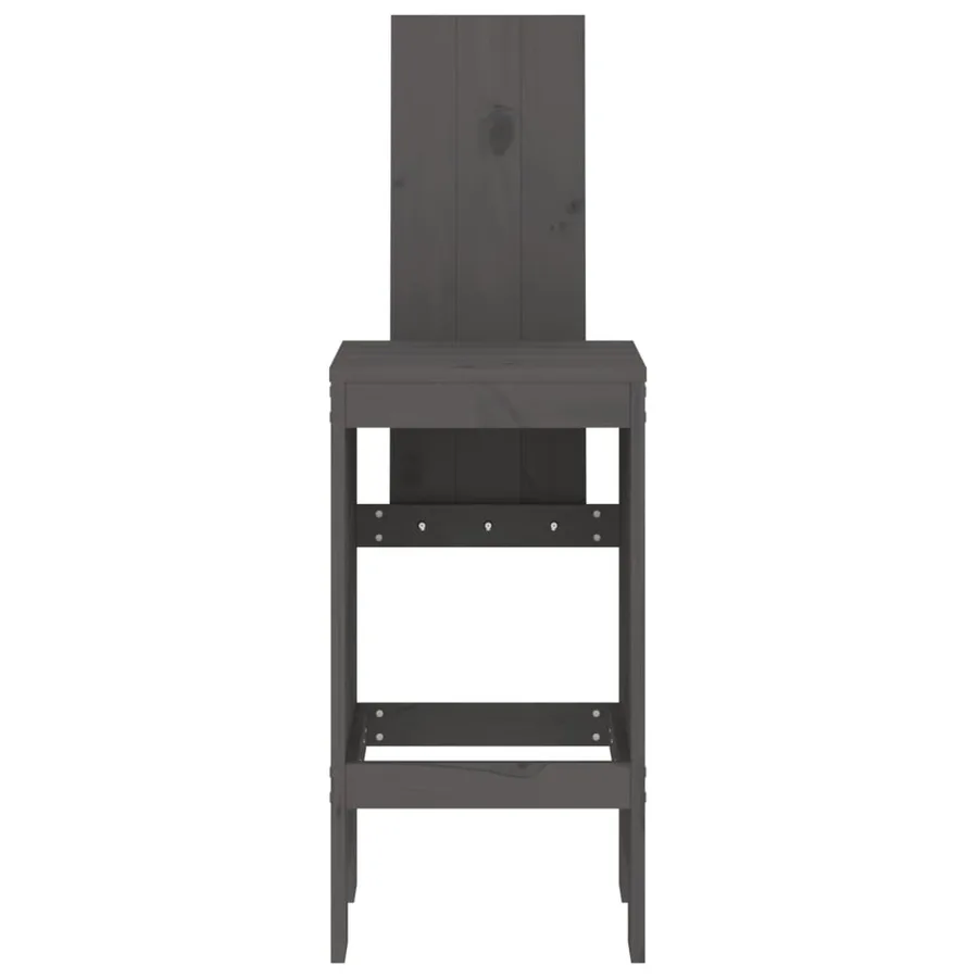 Tabourets de bar lot de 2 gris 40x42x120 cm bois massif de pin - 4