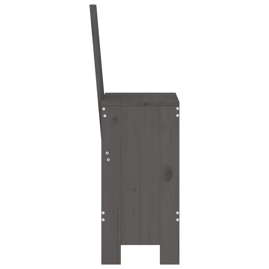 Tabourets de bar lot de 2 gris 40x42x120 cm bois massif de pin - 5