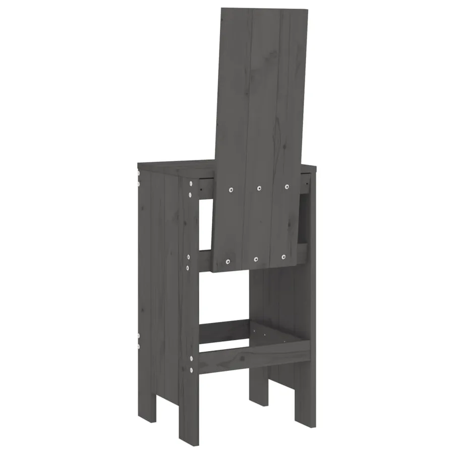 Tabourets de bar lot de 2 gris 40x42x120 cm bois massif de pin - 6