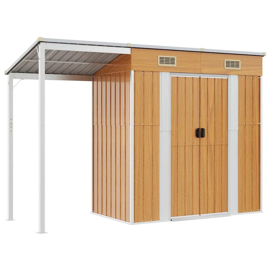 Abri de jardin avec toit prolongé marron clair 277x107x181 cm - 2
