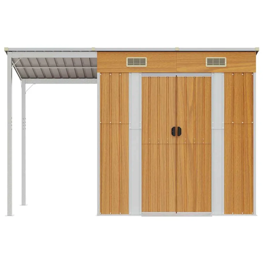 Abri de jardin avec toit prolongé marron clair 277x107x181 cm - 3