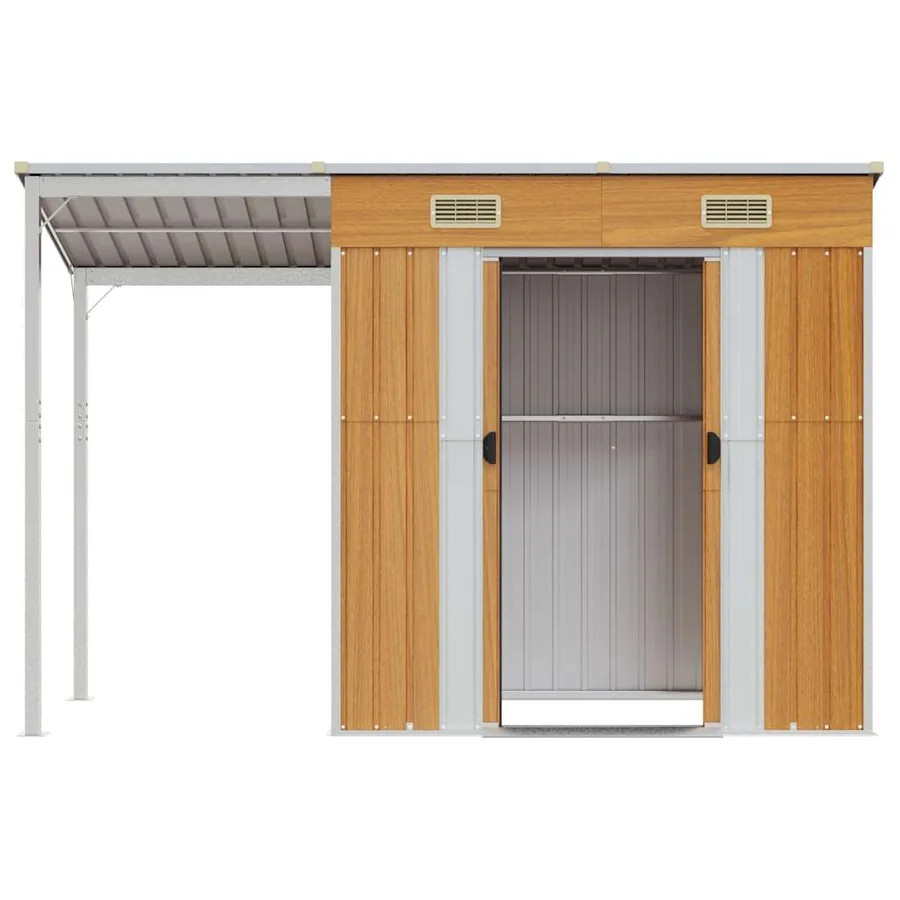 Abri de jardin avec toit prolongé marron clair 277x107x181 cm - 4