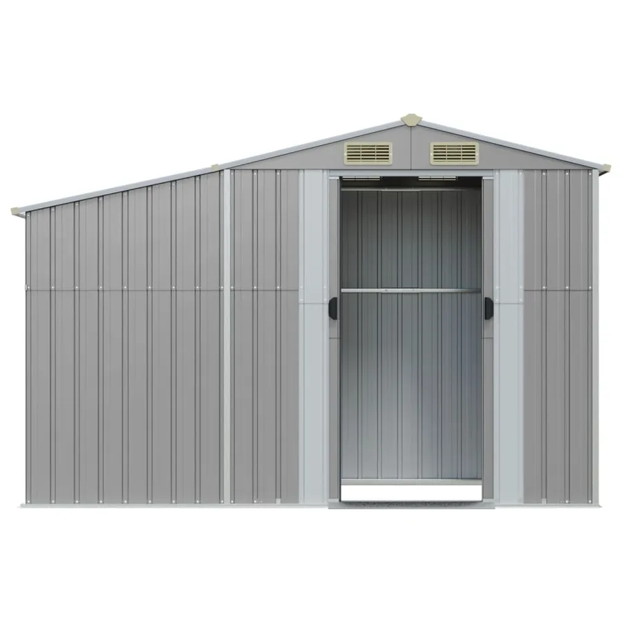 Abri de jardin gris 277x93x179 cm acier galvanisé - 4