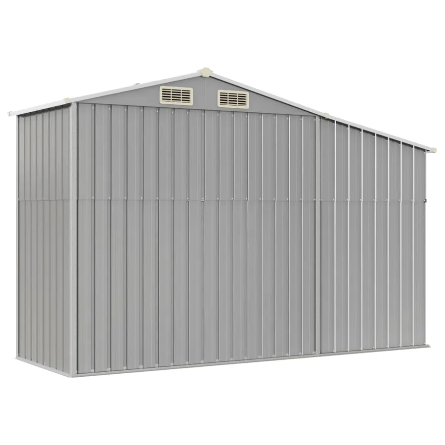 Abri de jardin gris 277x93x179 cm acier galvanisé - 6