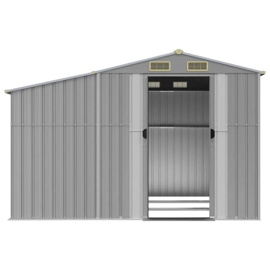 Abri de jardin gris 277x279x179 cm acier galvanisé - 5