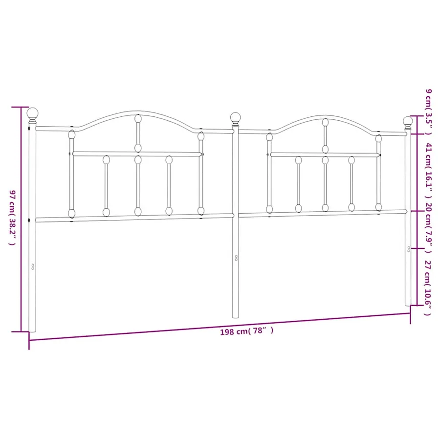 Tête de lit de remplacement métal noir 193 cm - 7