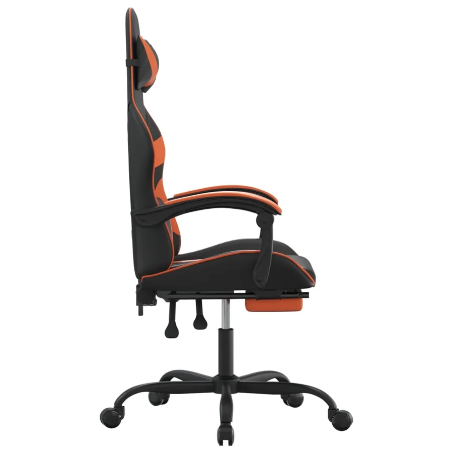 Chaise de jeu avec repose-pied Noir et orange Similicuir - 4
