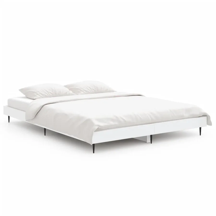 Cadre de lit sans matelas blanc 135x190 cm bois d'ingénierie - 2