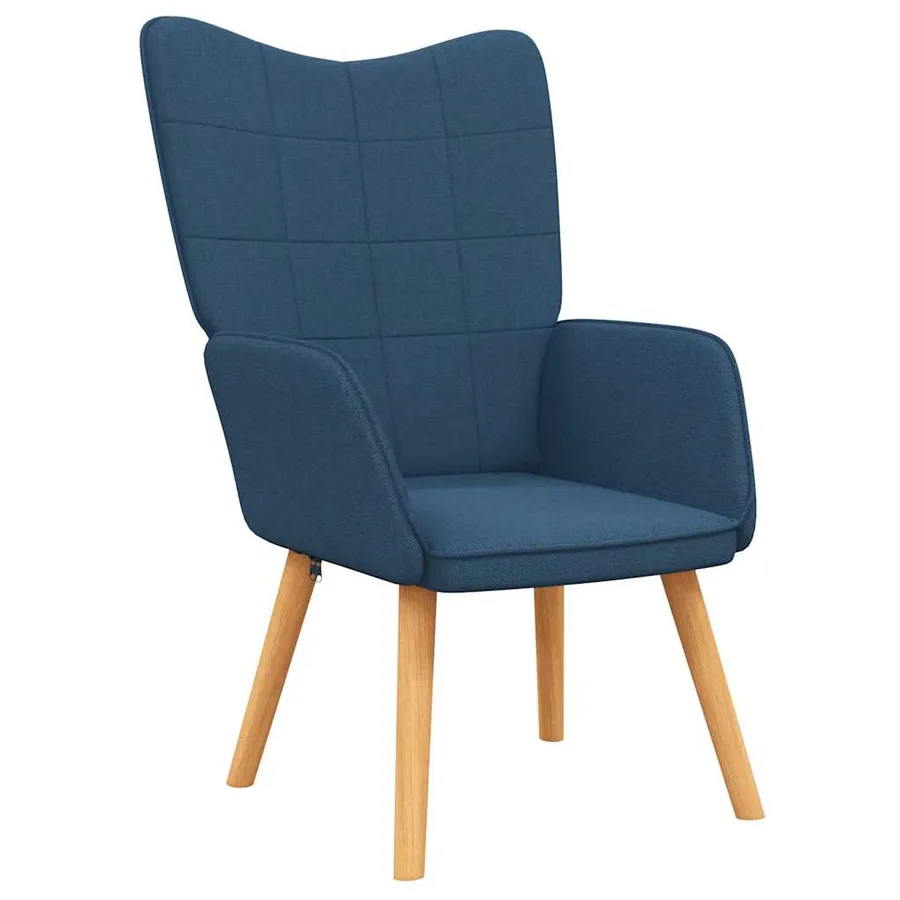 Chaise de relaxation avec tabouret Bleu Tissu - 6