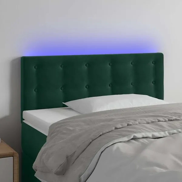 Tête de lit à LED Vert foncé 100x5x78/88 cm Velours