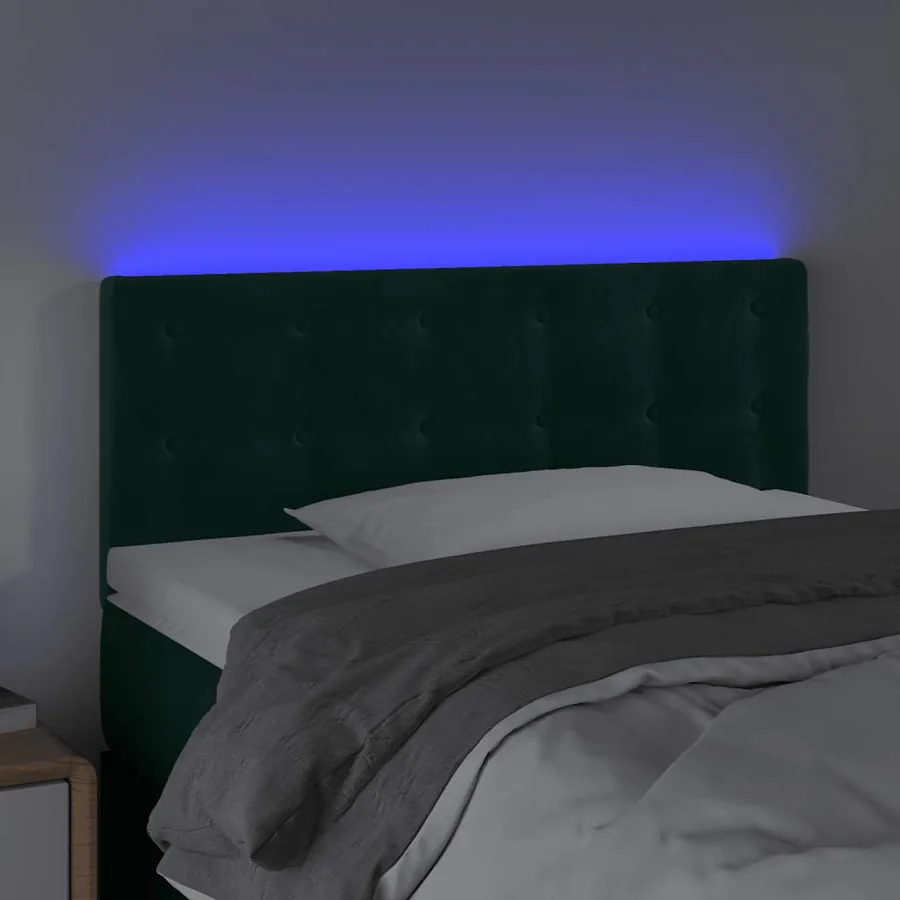 Tête de lit à LED Vert foncé 100x5x78/88 cm Velours - 3