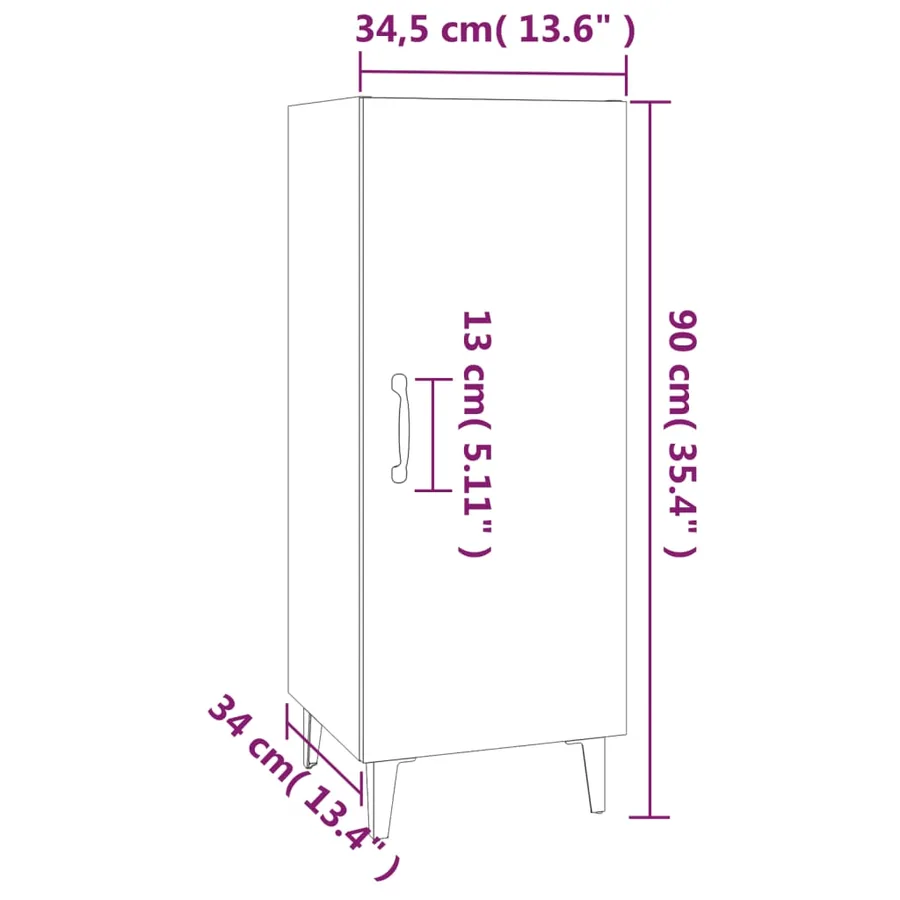 Buffet Chêne marron 34,5x34x90 cm Bois d'ingénierie - 9
