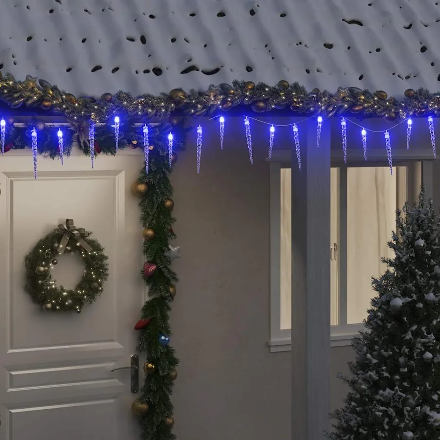Guirlande lumineuse à glaçons Noël 200 LED bleu acrylique PVC