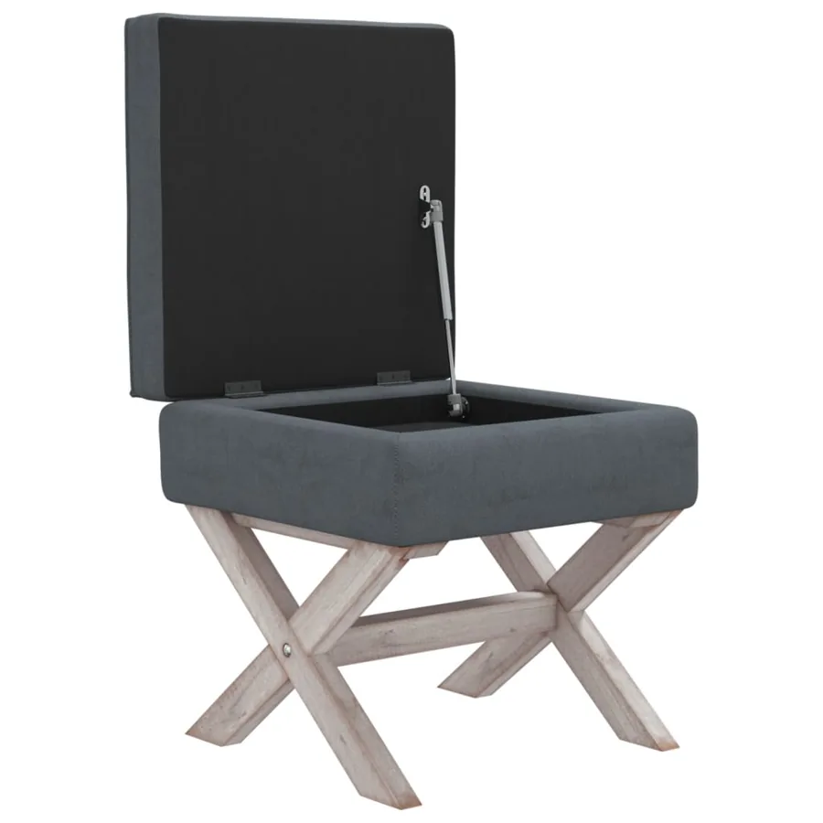 Tabouret de rangement Gris foncé 45x45x49 cm Velours - 4