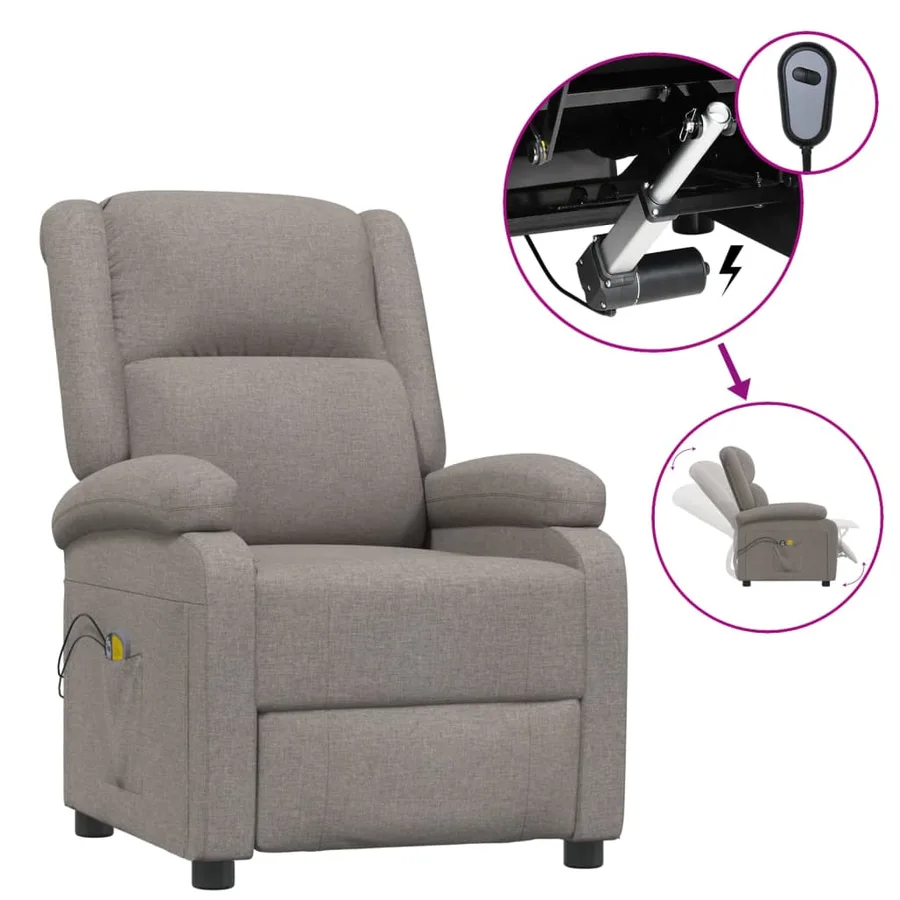 Fauteuil électrique de massage Taupe Tissu - 2