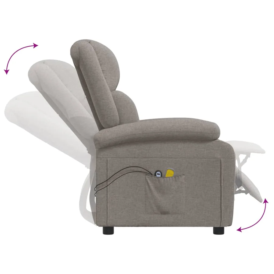 Fauteuil électrique de massage Taupe Tissu - 7