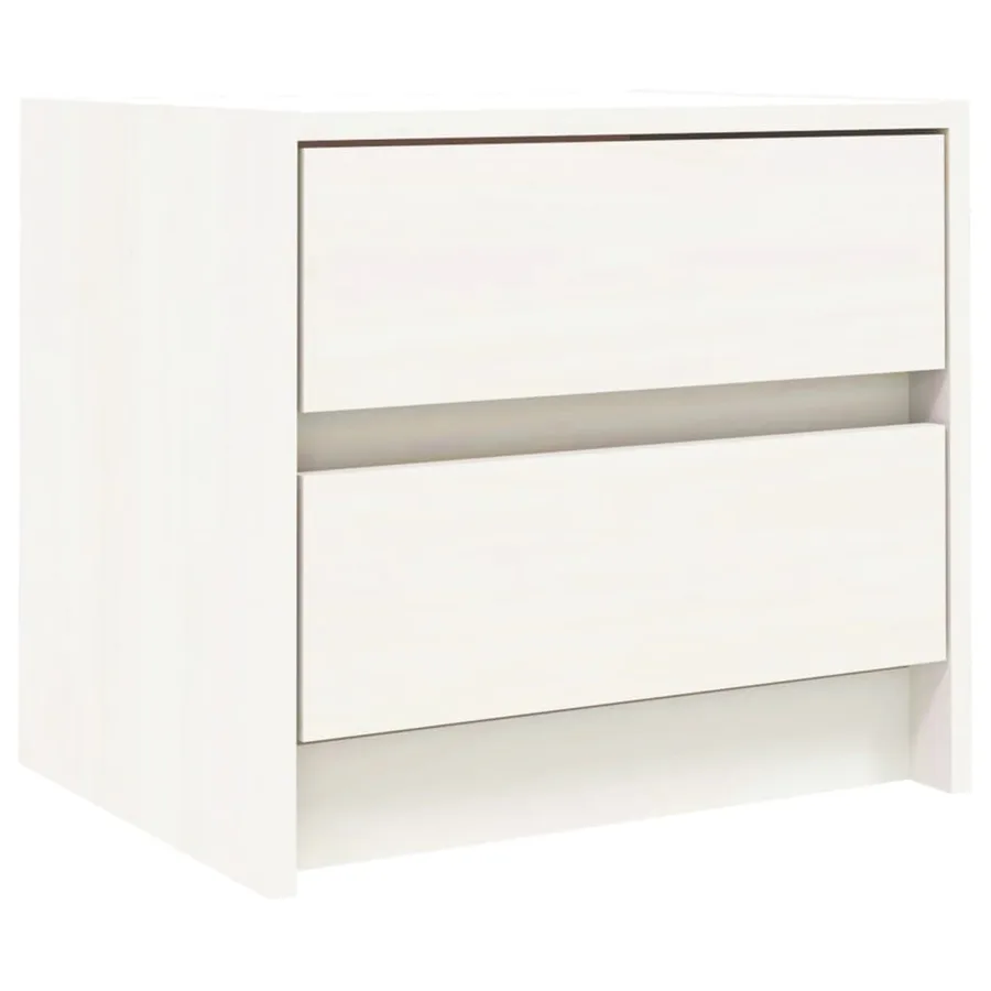 Table de chevet blanc 40x31x35,5 cm bois de pin massif - 2