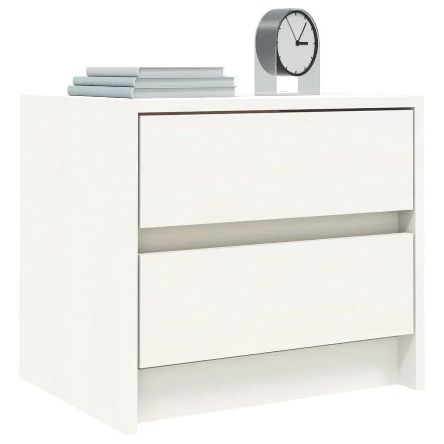 Table de chevet blanc 40x31x35,5 cm bois de pin massif - 3