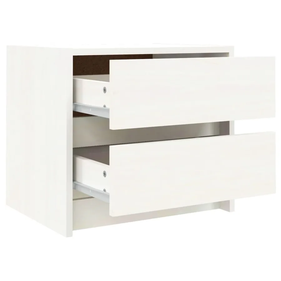 Table de chevet blanc 40x31x35,5 cm bois de pin massif - 6