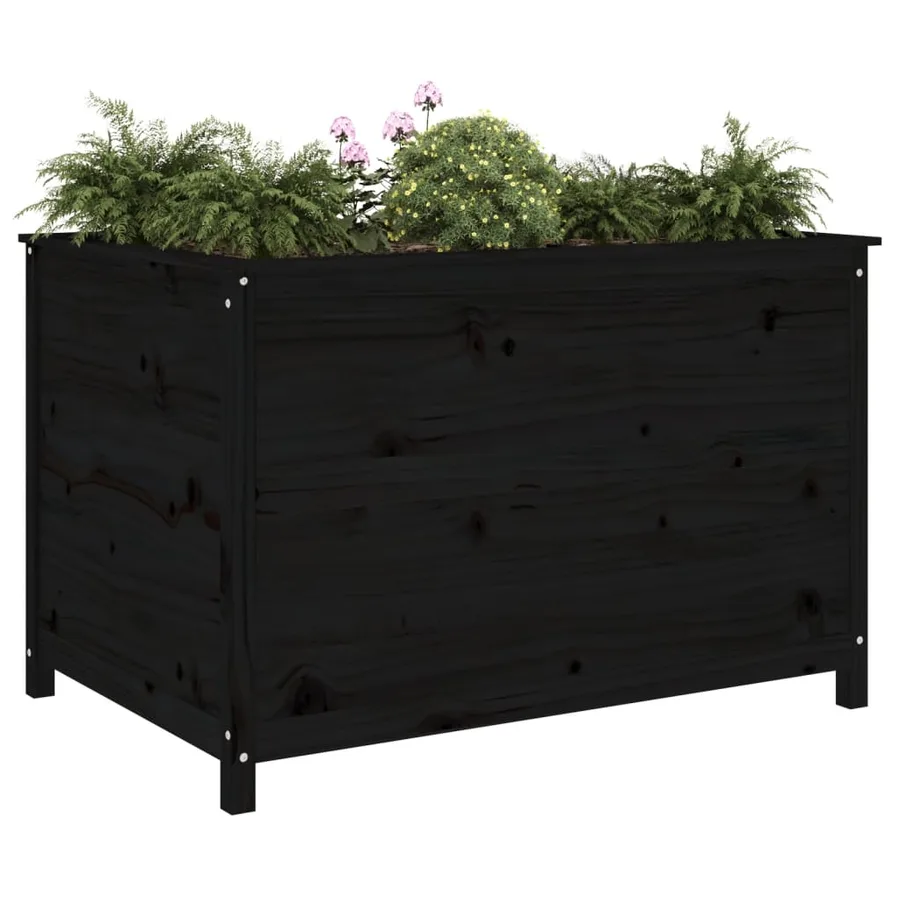 Lit surélevé de jardin noir 119,5x82,5x78 cm bois de pin massif - 3