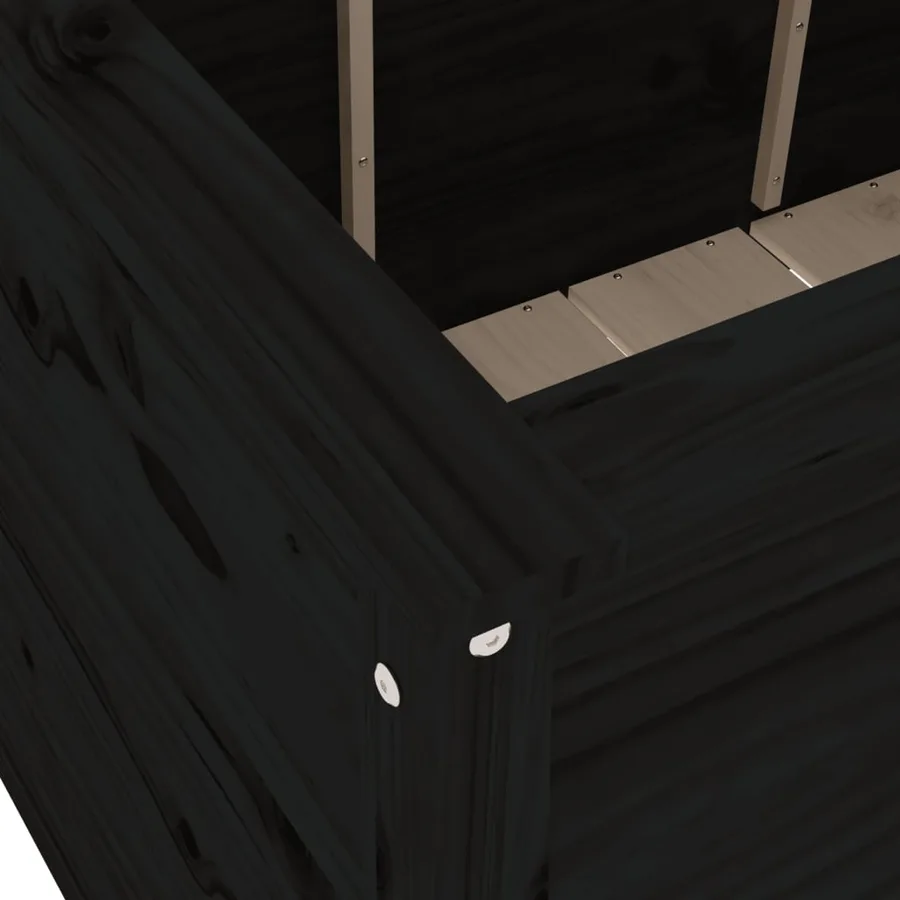 Lit surélevé de jardin noir 119,5x82,5x78 cm bois de pin massif - 7