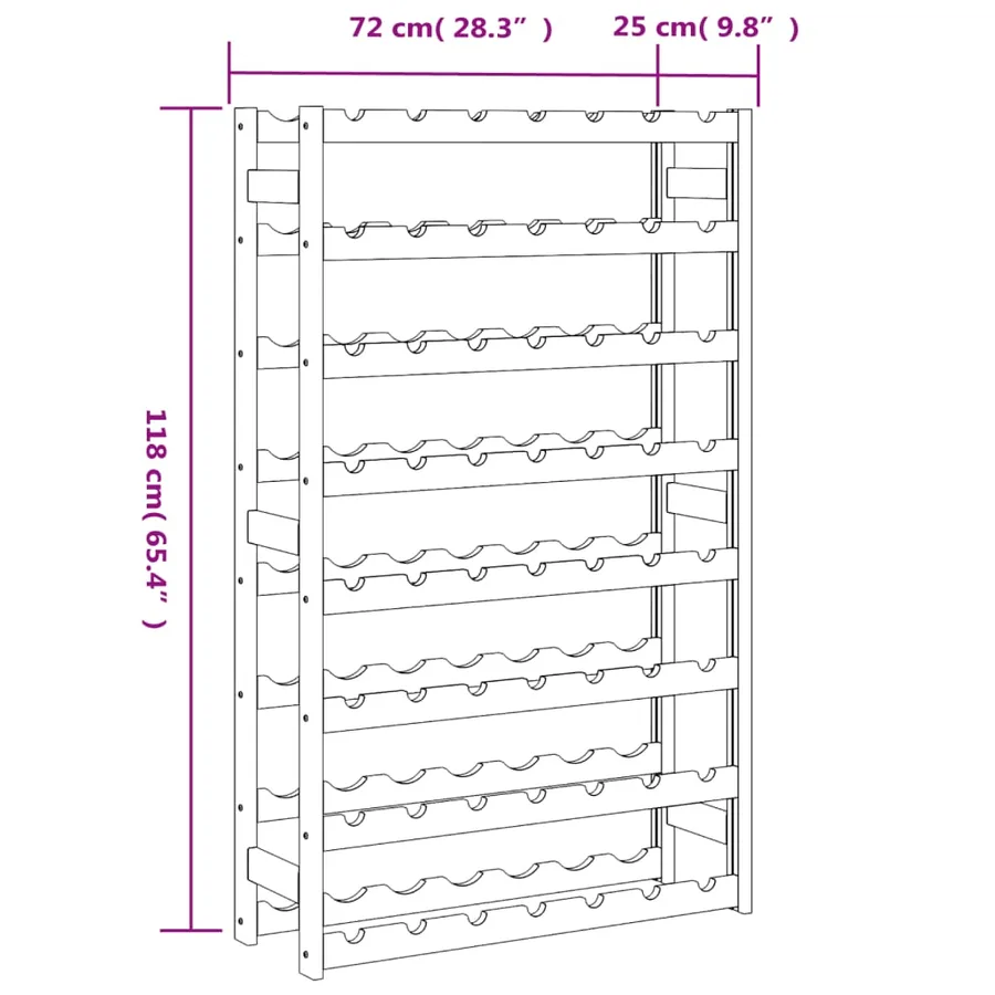 Casier à bouteilles pour 56 bouteilles marron bois pin solide - 7