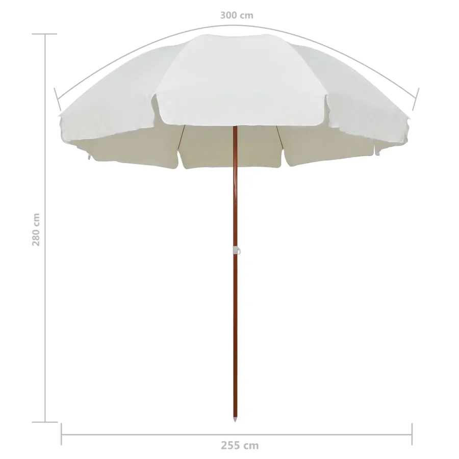 Parasol de jardin avec mât en acier 300 cm sable - 5