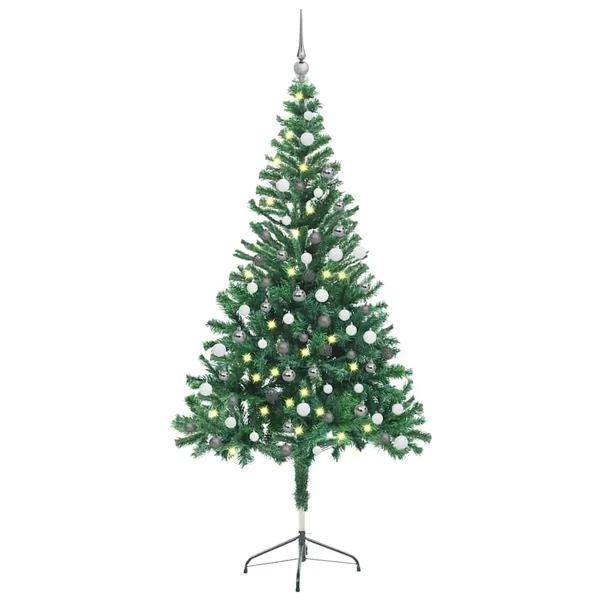 Arbre de Noël artificiel pré-éclairé/boules 150 cm 380 branches