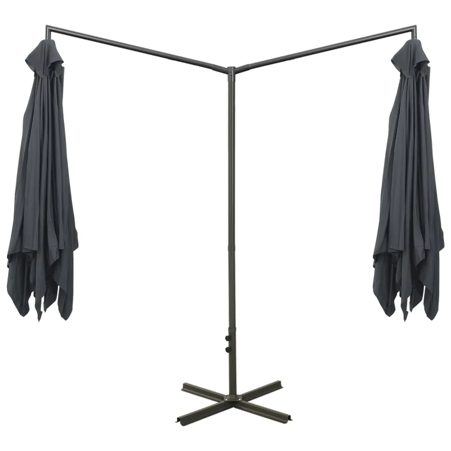 Parasol de jardin double avec mât en acier anthracite 600x300cm - 4