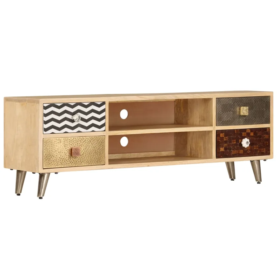 Meuble TV 120x30x40 cm Bois massif de manguier