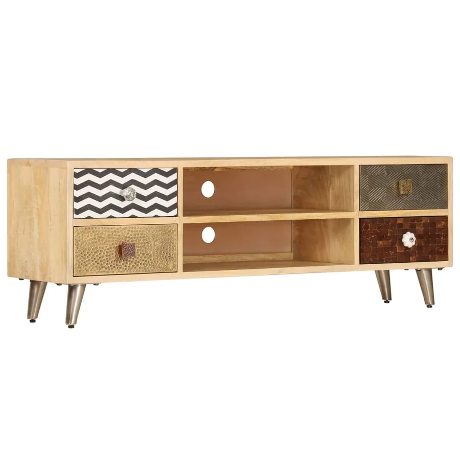 Meuble TV 120x30x40 cm Bois massif de manguier - 13