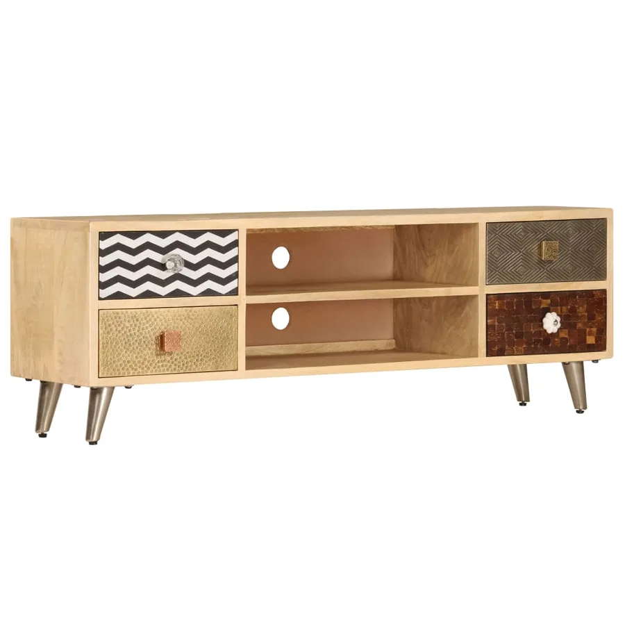 Meuble TV 120x30x40 cm Bois massif de manguier - 14