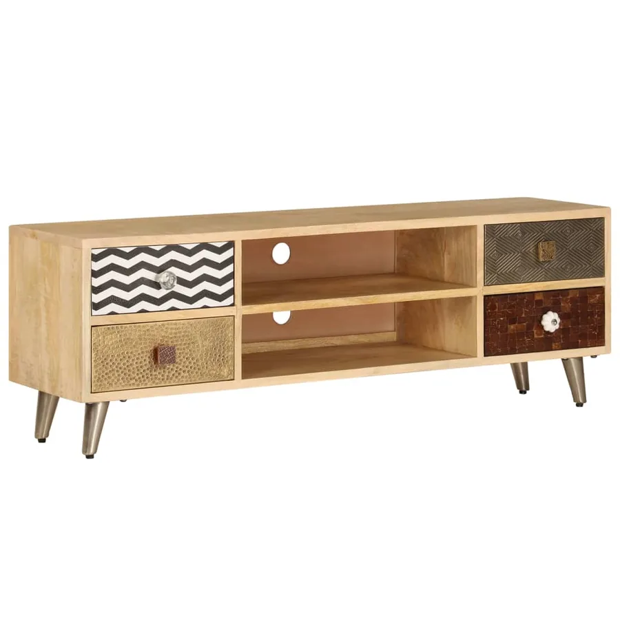 Meuble TV 120x30x40 cm Bois massif de manguier - 15