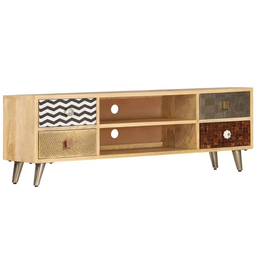 Meuble TV 120x30x40 cm Bois massif de manguier - 16