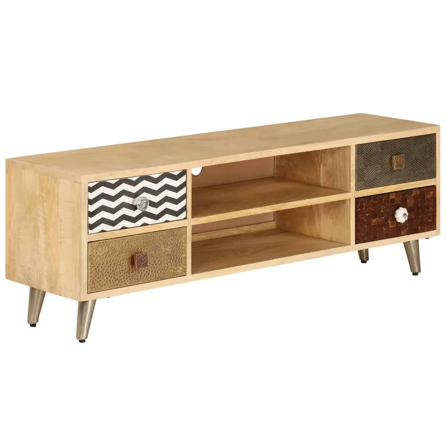 Meuble TV 120x30x40 cm Bois massif de manguier - 2