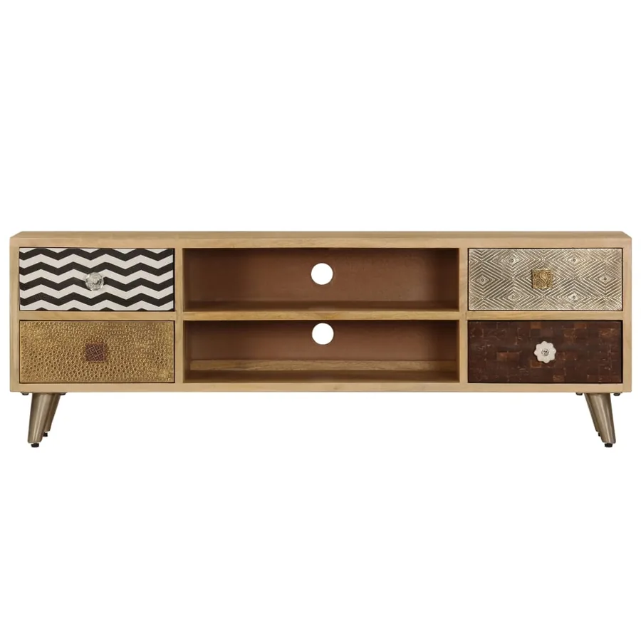 Meuble TV 120x30x40 cm Bois massif de manguier - 3