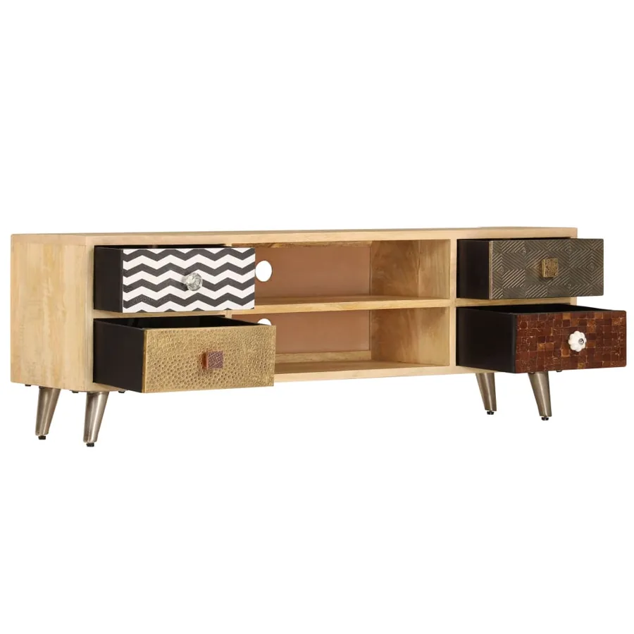 Meuble TV 120x30x40 cm Bois massif de manguier - 4
