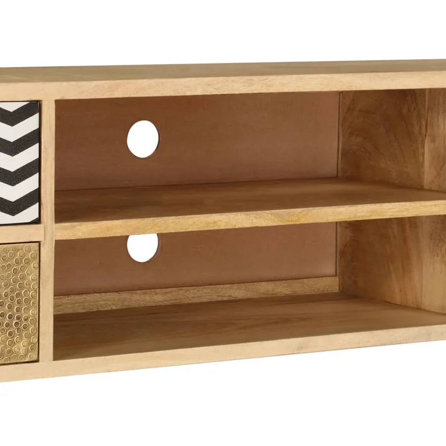 Meuble TV 120x30x40 cm Bois massif de manguier - 8