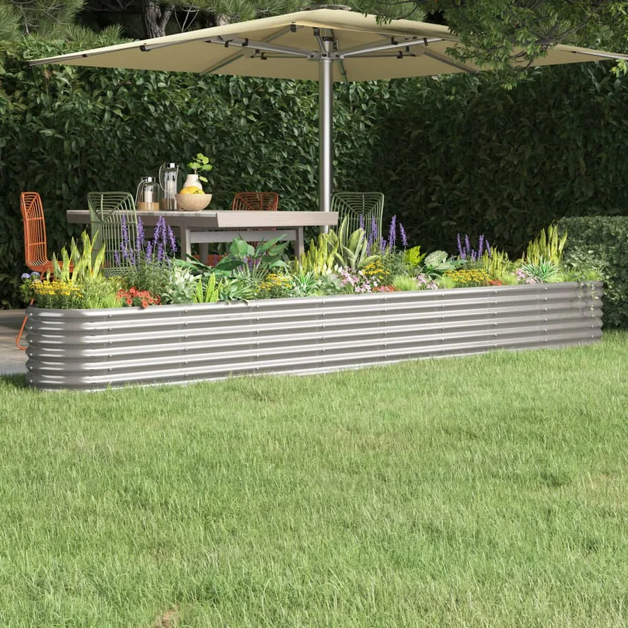 Lit surélevé de jardin Acier galvanisé Argenté