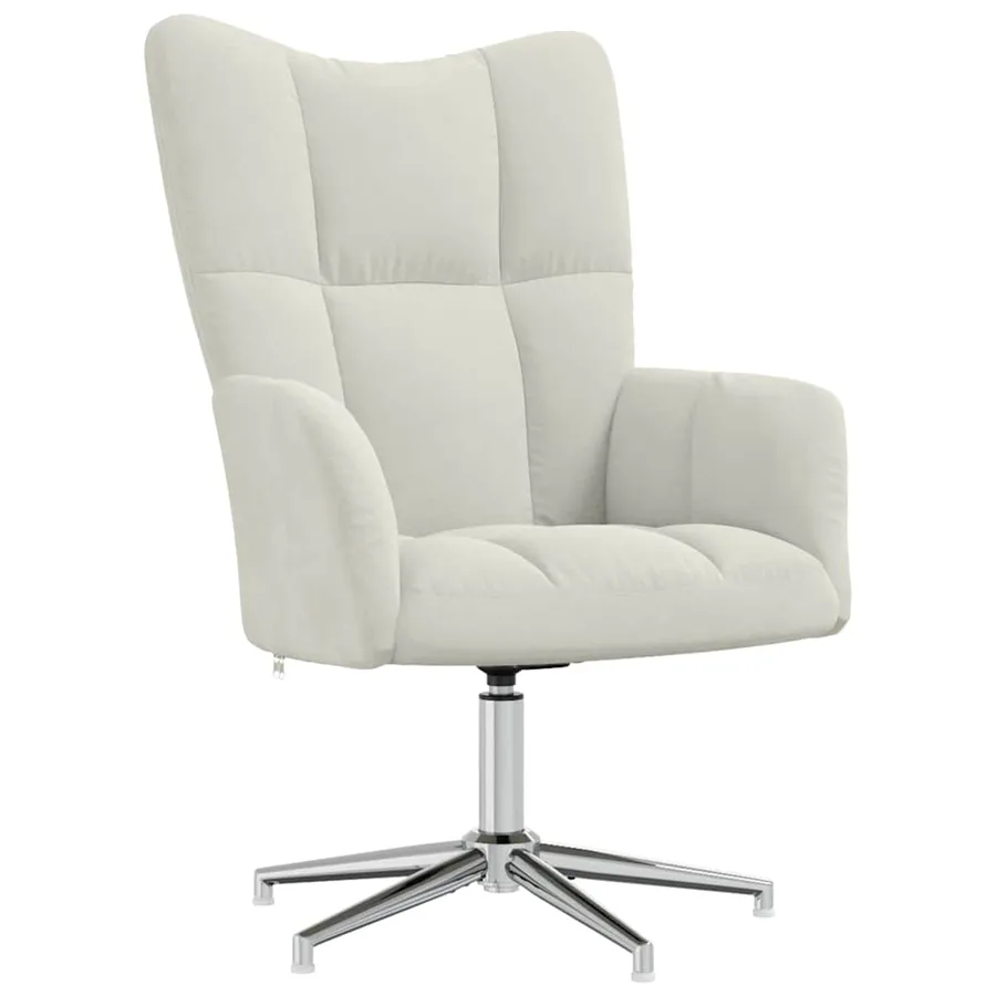 Chaise de relaxation avec tabouret Blanc crème Velours - 6