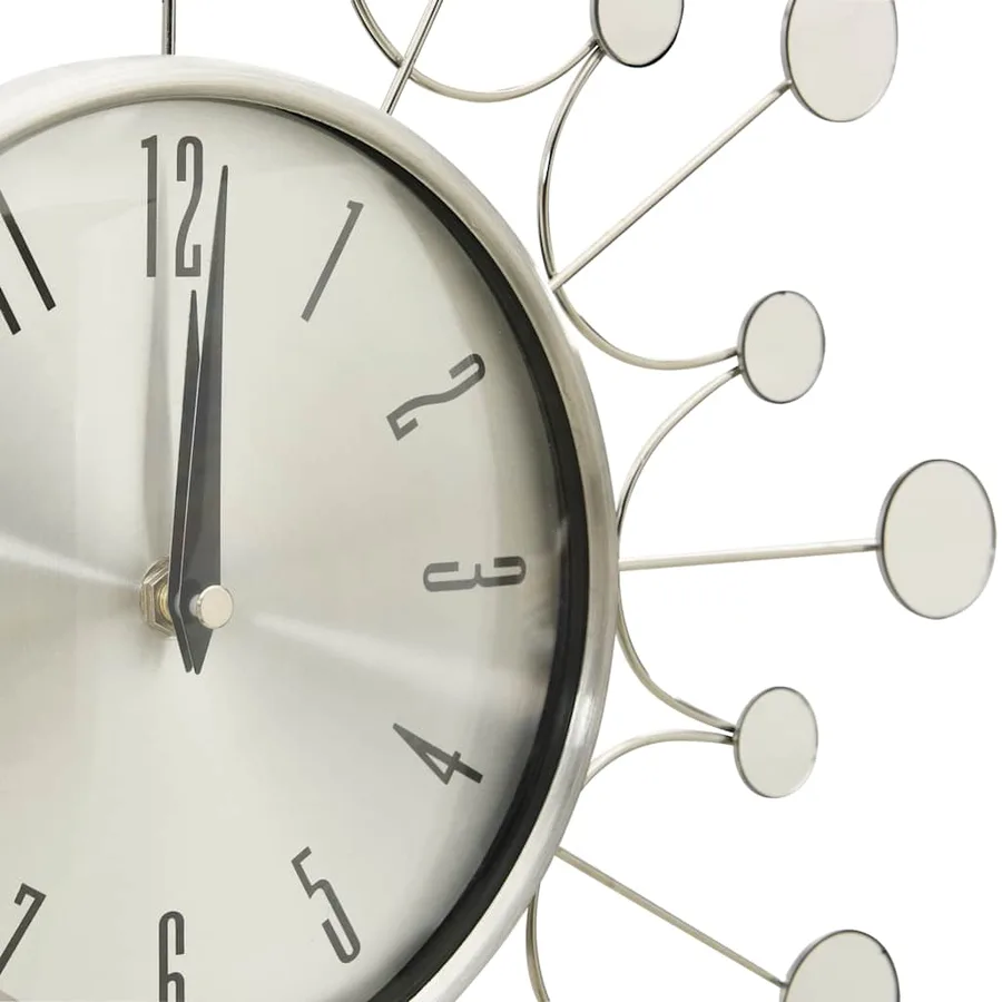 Horloge murale argent 40 cm métal - 4