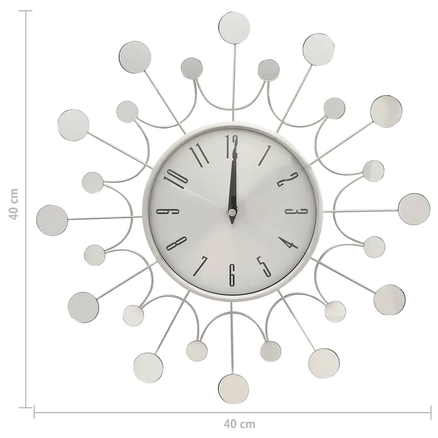Horloge murale argent 40 cm métal - 5