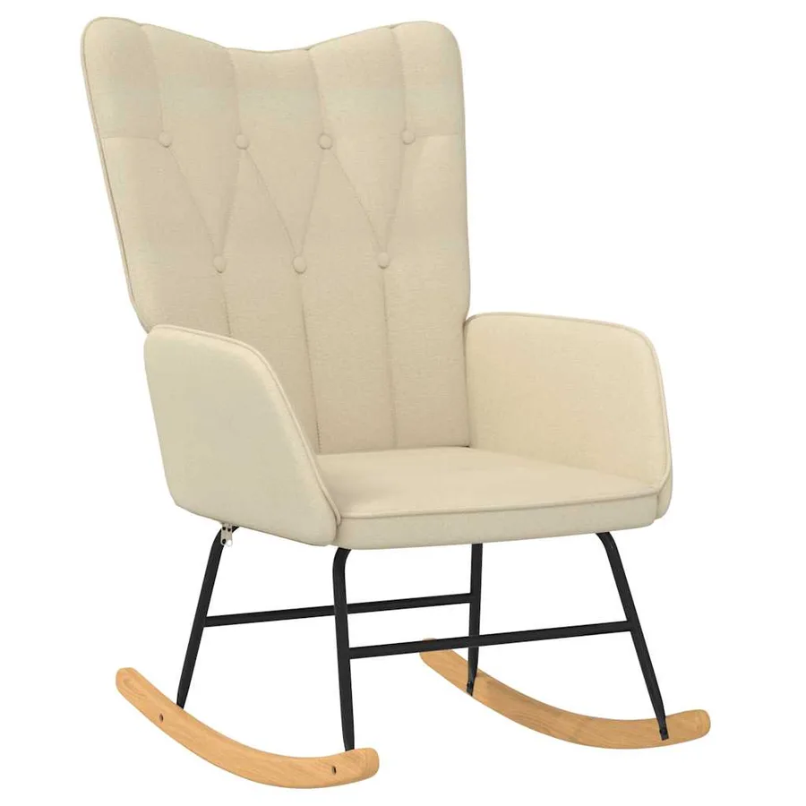 Chaise à bascule Crème Tissu - 2