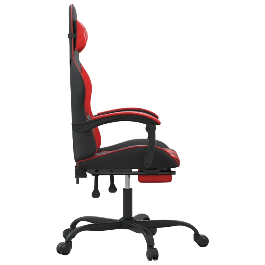 Chaise de jeu pivotante et repose-pied Noir et rouge Similicuir - 4