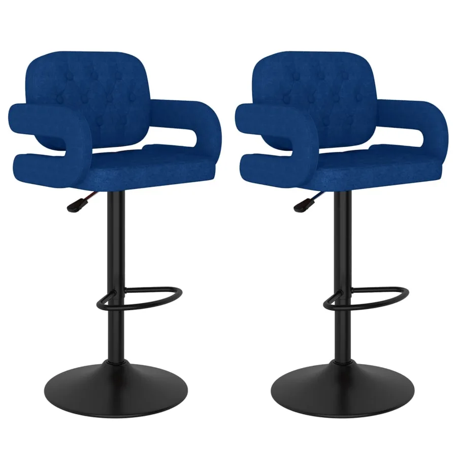 Tabourets de bar lot de 2 bleu tissu - 2