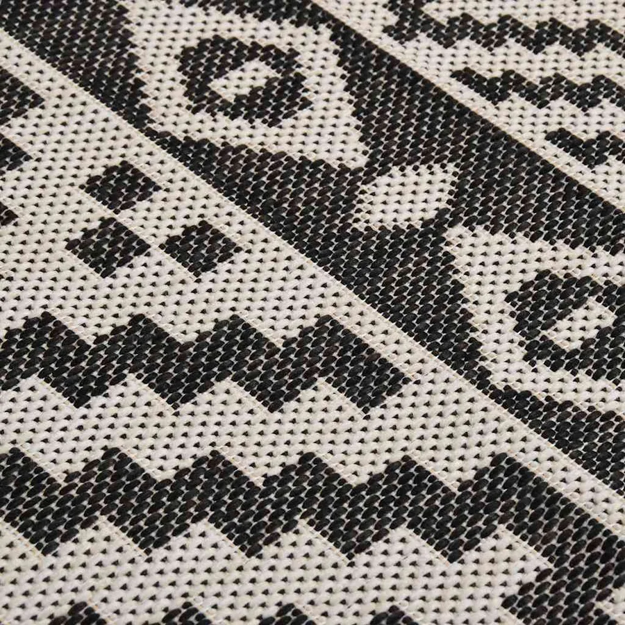 Tapis à tissage plat d'extérieur 80x250 cm Rayures noires - 5