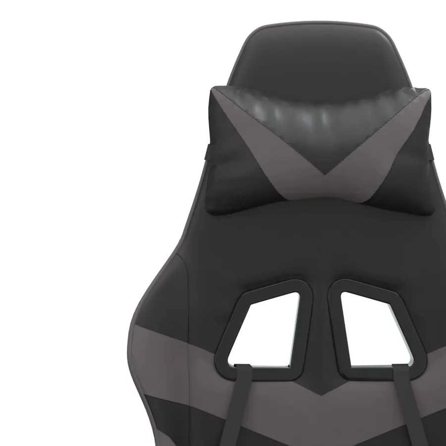 Chaise de jeu pivotante et repose-pied Noir et gris Similicuir - 10