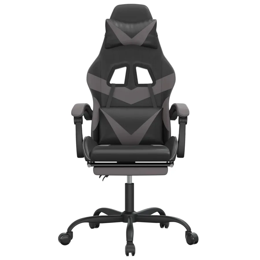 Chaise de jeu pivotante et repose-pied Noir et gris Similicuir - 3