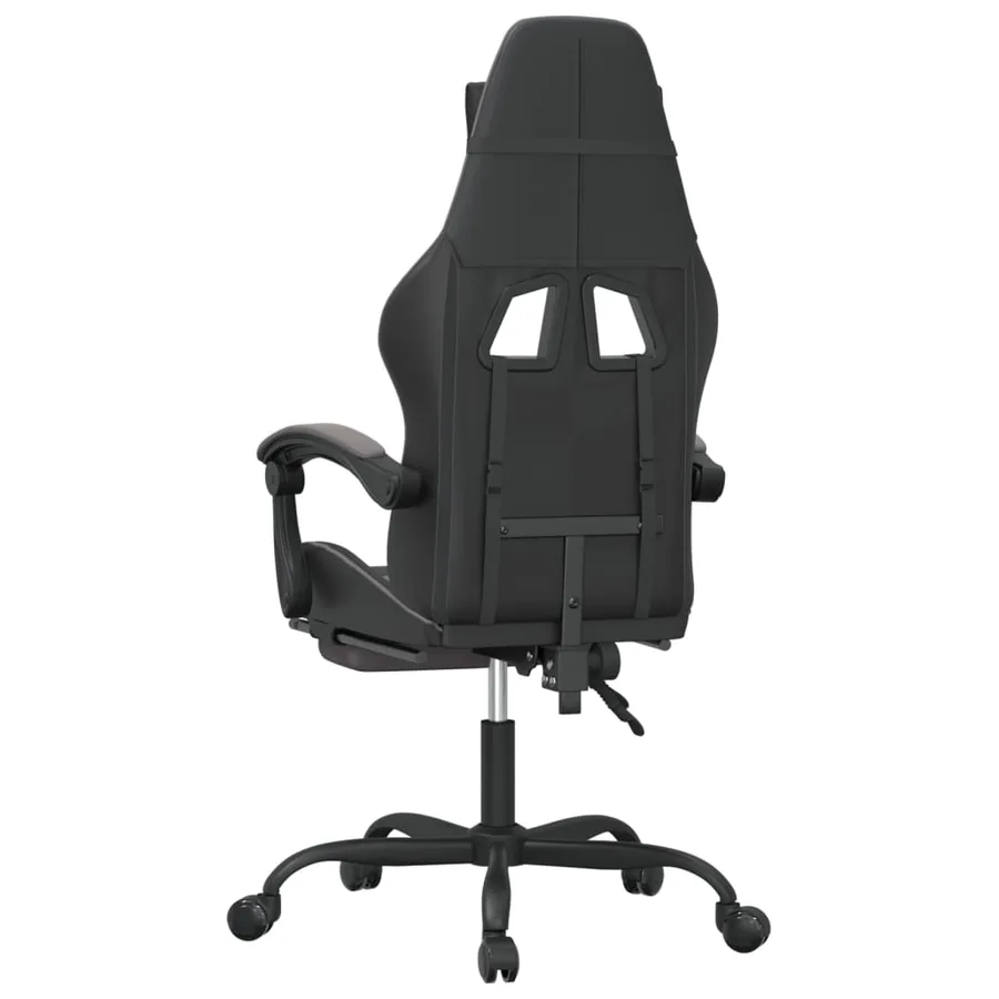 Chaise de jeu pivotante et repose-pied Noir et gris Similicuir - 5
