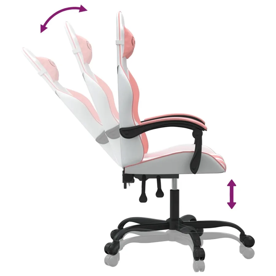 Chaise de jeu pivotante Blanc et rose Similicuir - 10